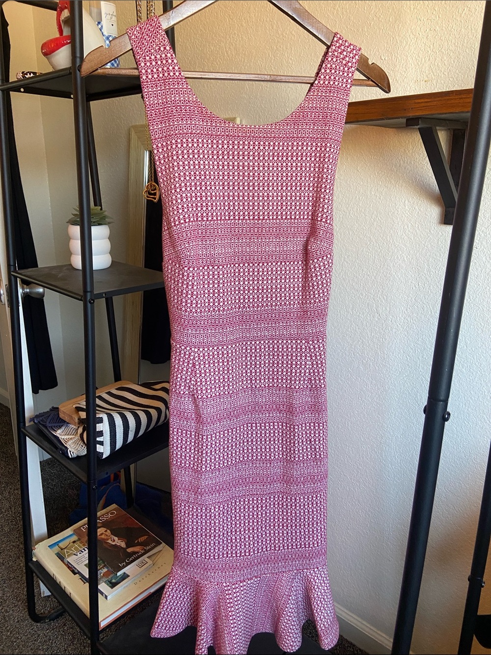 Banana Republic Pink Knit Midi Dress with Flounce Hem